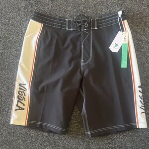 VISSLA dialec Black and Cream Board Shorts